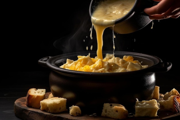 Escena de derretimento de queijo no forno