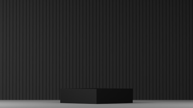 Foto escena de fundo mínima de pódio preto e branco, palco vazio elegante para exibição e apresentação 3