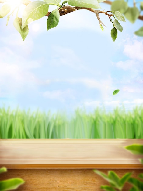 Escena de mesa de prado de primavera