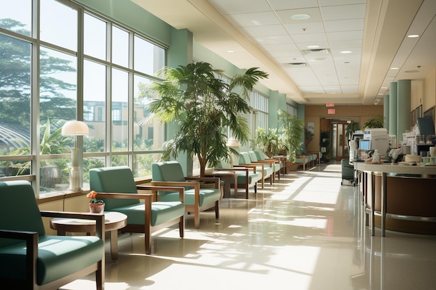 Escena de recepção interna do hospital