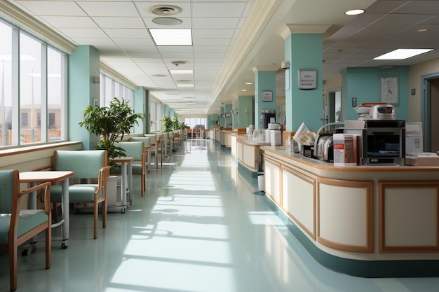 Escena de recepção interna do hospital