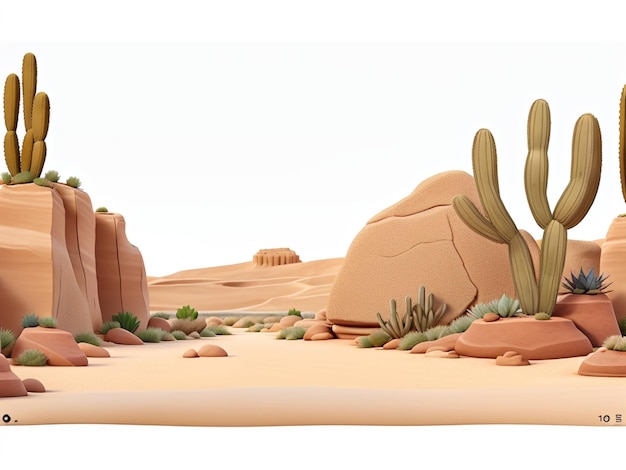 escena del desierto recortada plantas secas con rocas aisladas en banner de fondo transparente