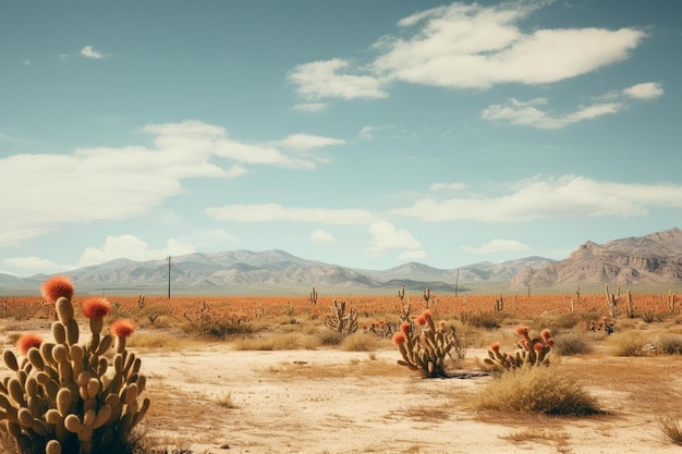 Foto escena del desierto con el vibrante cactus fiel