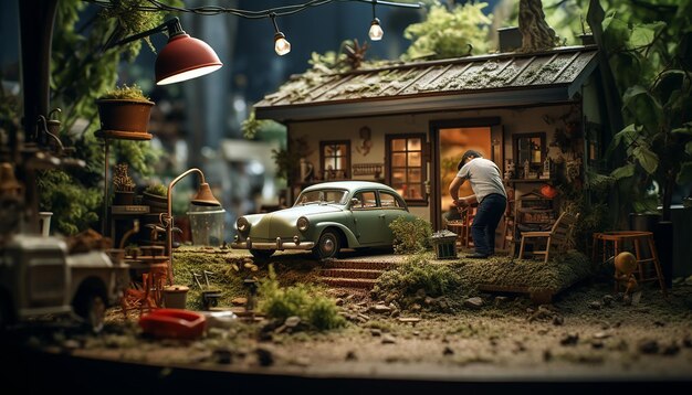 Escena de diorama fotorrealista sesión de fotos escena personalizada