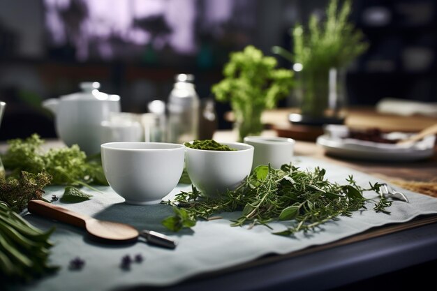 Escena donde la taza de café blanca se arregla