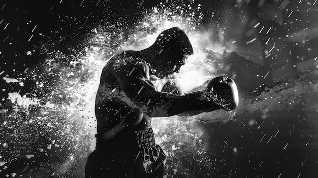 Escena de entrenamiento de un boxeador noir