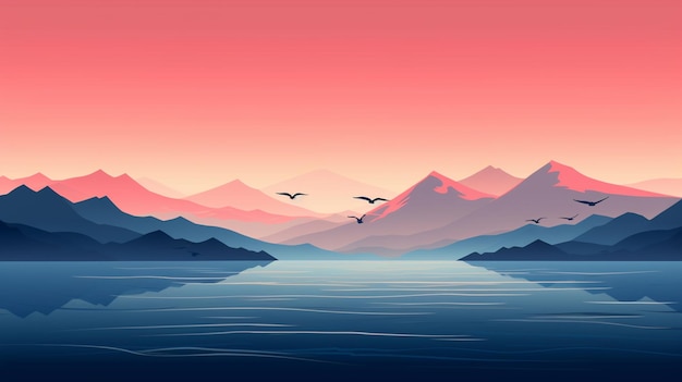 escena épica montañas vectorial