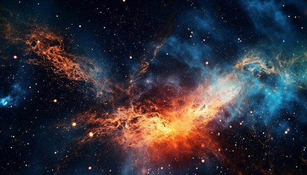 Una escena espacial con una nebulosa y estrellas.