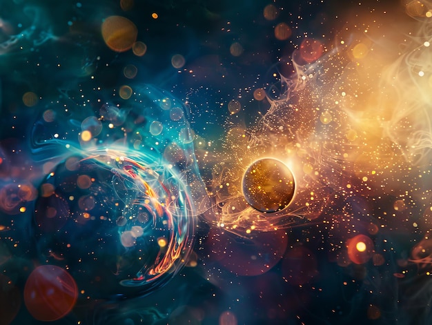Una escena espacial con un planeta y estrellas