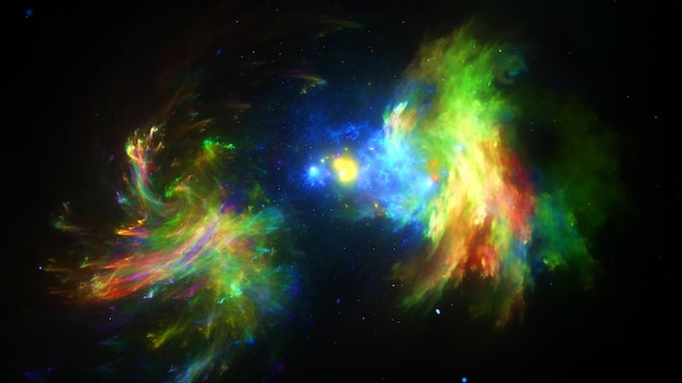 Escena del espacio galáctico con planetas estrellas y galaxias Plantilla de galaxias de banner Muchas nebulosas y galaxias en el espacio a muchos años luz de distancia Universo profundo Estructura a gran escala Representación 3D