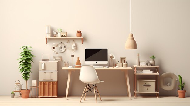 Foto escena de un espacio de trabajo aislado para profesionales en solitario