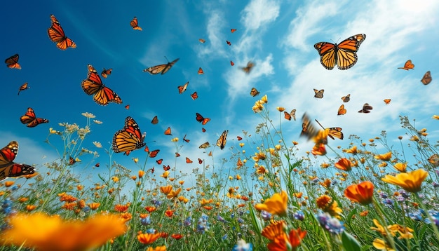 una escena espectacular de las mariposas monarca durante su migración