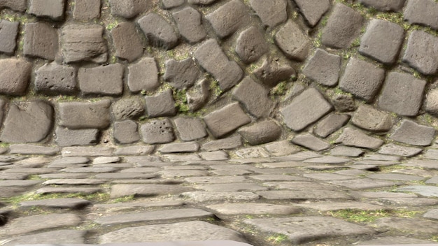 escena de estudio de textura de fondo de la superficie de la carretera de piedra gris, camino empedrado, fondo de adoquín