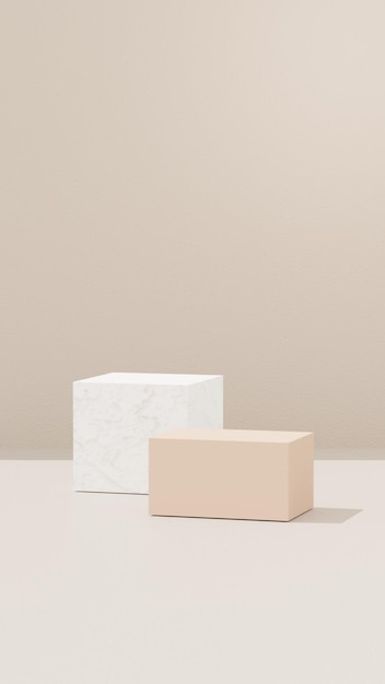 Una escena de exhibición de productos vacía con un minimalista iluminado por el sol de la mañana