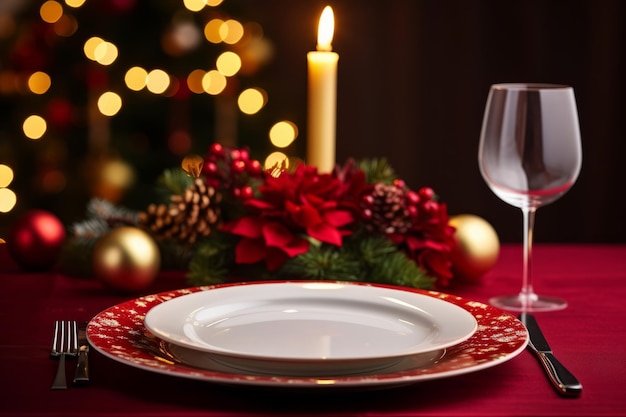 Escena festiva de la cena de navidad Fondo de comidas navideñas de temporada