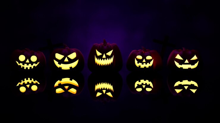 Escena de fondo feliz halloween en renderizado 3d realista