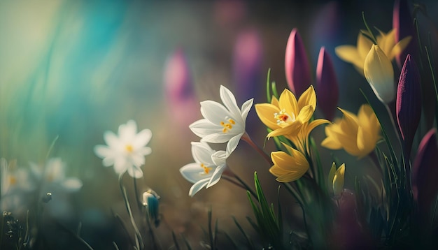 Escena de fondo de la naturaleza de primavera. IA generativa.