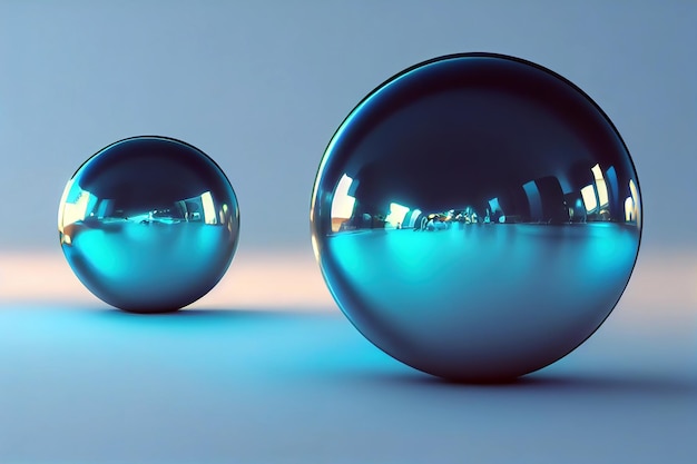 Escena de forma de esferas geométricas realistas de ilustración 3D