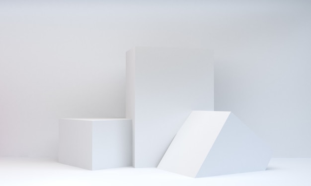 Escena geométrica de la forma blanca mínima, representación 3d.
