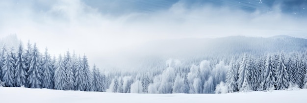 Escena de invierno con nieve cubriendo el paisaje