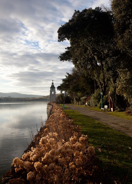 Escena de invierno en Portmeirion en Gales