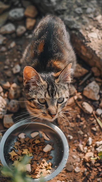 Escena del jardín tomada desde arriba del gato