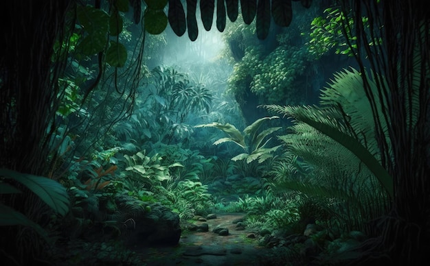 Una escena de la jungla con una escena de la jungla.