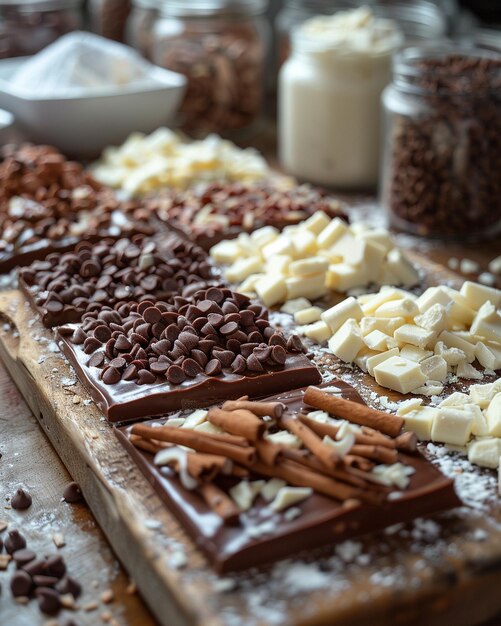 Foto una escena lúdica de niños haciendo corteza de chocolate