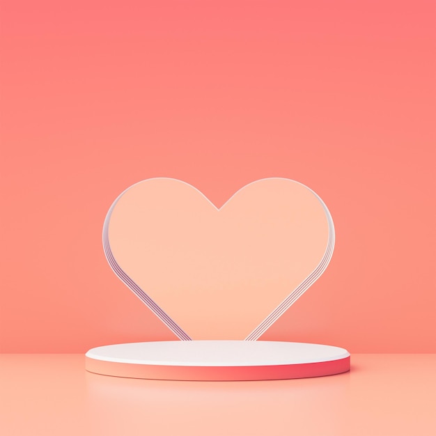 Escena de maqueta de concepto de fondo de amor con forma de geometría de podio para la representación 3D del evento del día de San Valentín