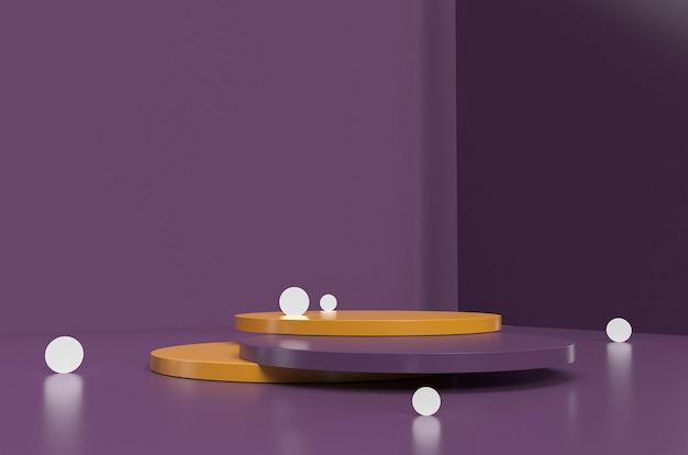 Escena de maqueta mínima púrpura con forma de geometría de podio para mostrar el producto Fondo abstracto 3D