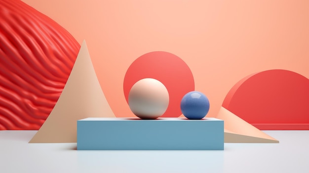 Escena de maqueta minimalista abstracta en ilustración generada por D AI