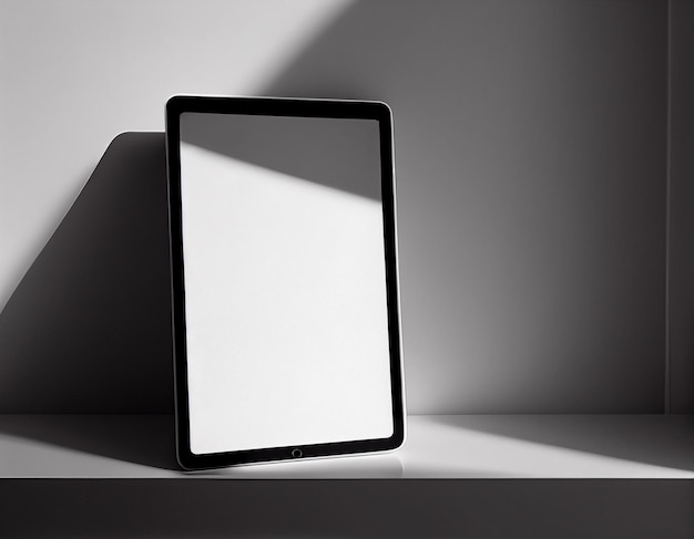 Escena de maqueta de tableta iPad minimalista en blanco creada con IA generativa