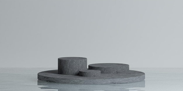 Escena mínima abstracta con formas geométricas Etapa de podio de madera cilíndrica en fondo blanco para mostrar la presentación cosmética del producto maqueta ilustración de renderizado 3d