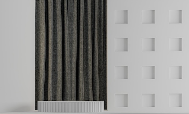 Escena mínima abstracta con formas geométricas Etapa de podio de madera cilíndrica en fondo blanco para mostrar la presentación cosmética del producto maqueta ilustración de renderizado 3d