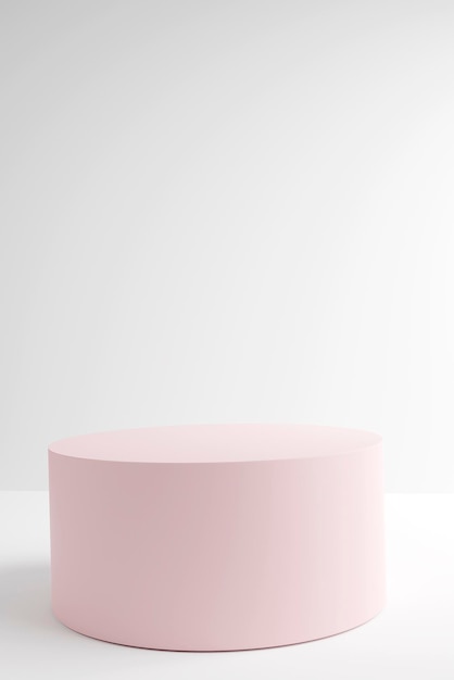 Escena mínima abstracta con podios de cilindros en colores rosa crema d render