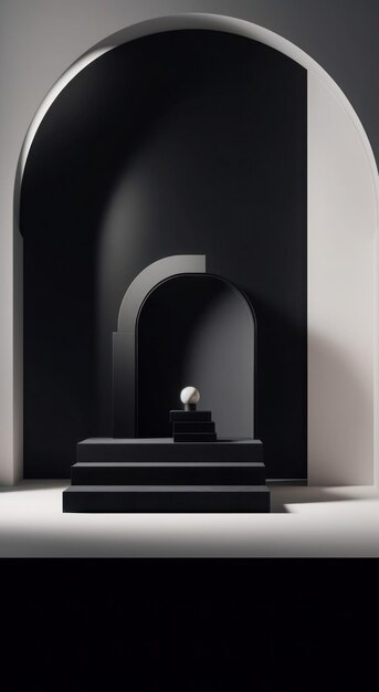 escena minimalista 3D con formas simples
