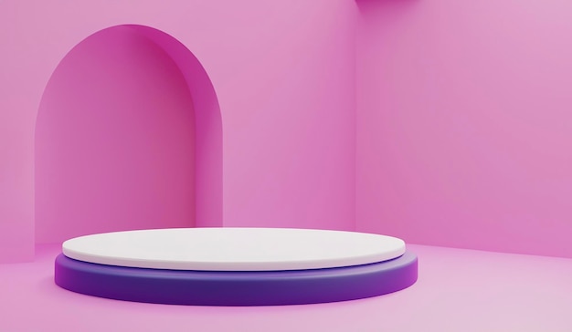 Escena minimalista abstrata com formas geométricas fundo rosa