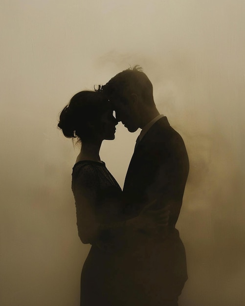 Una escena minimalista que captura el momento justo antes de un beso