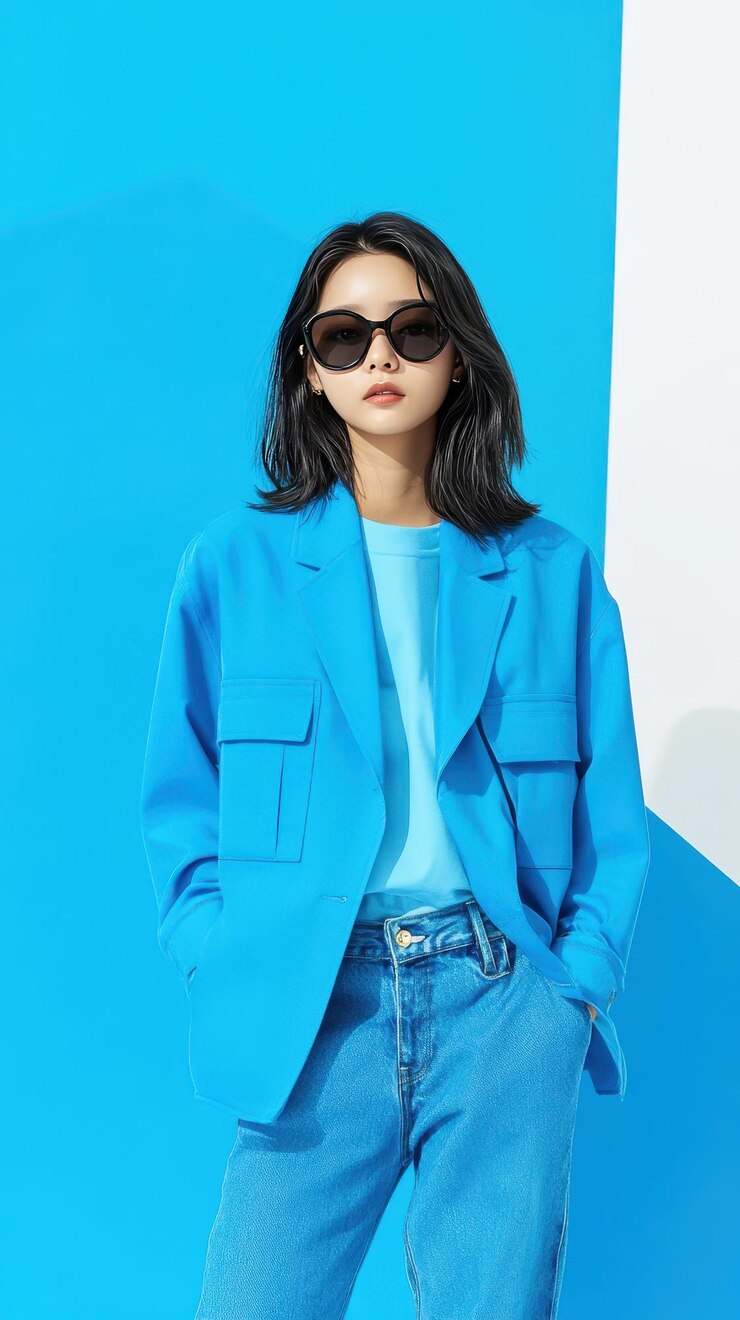 Foto escena de moda minimalista chic con modelo asiático