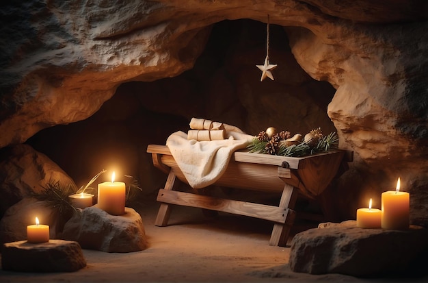 Escena de la Natividad en una cueva