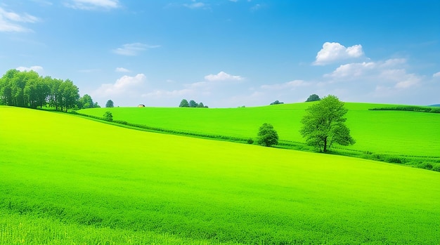 Escena de la naturaleza con campo verde