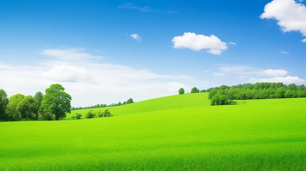 Escena de la naturaleza con campo verde