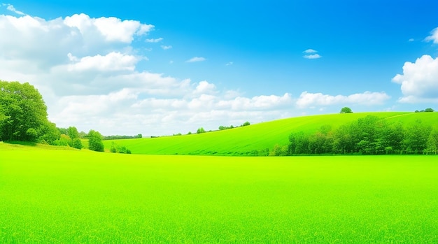 Escena de la naturaleza con campo verde