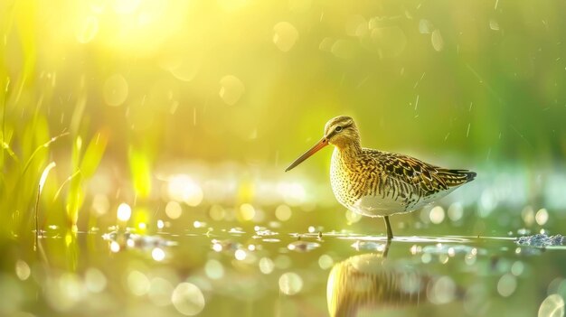 Foto escena de la naturaleza con un snipe común