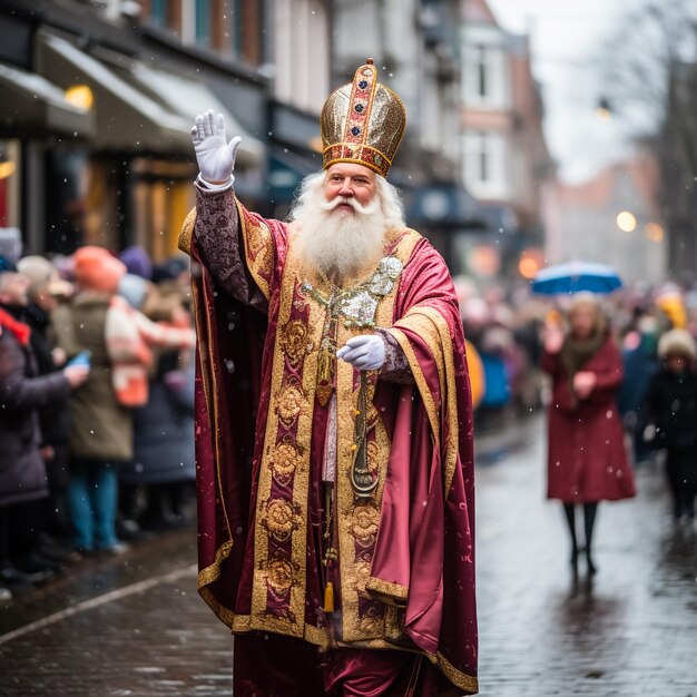 Foto escena navideña de papá noel y niño pequeño