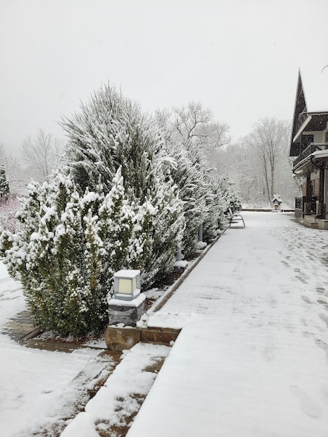 escena navideña del pueblo de invierno