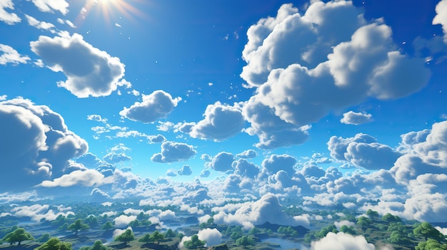 Escena de nubes en el cielo HD 8K Ilustración vectorial de fondo de pantalla Imagen de archivo