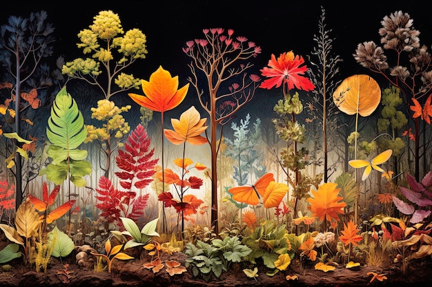 Escena de otoño en colores cautivadores ambiente acogedor plantilla de fondo de otoño o banner