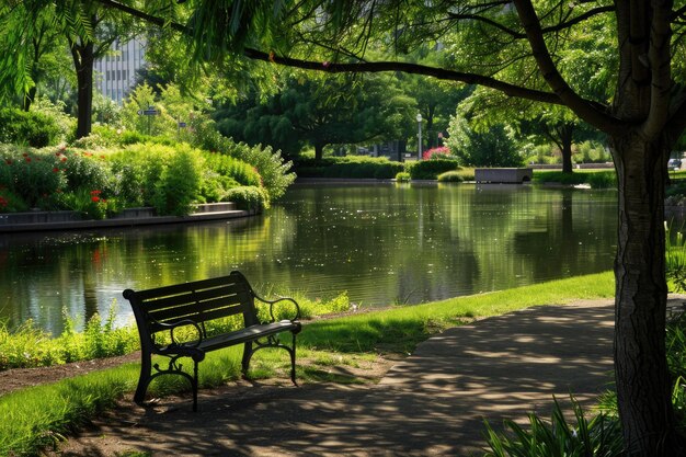 Una escena pacífica en el parque en el corazón de la ciudad
