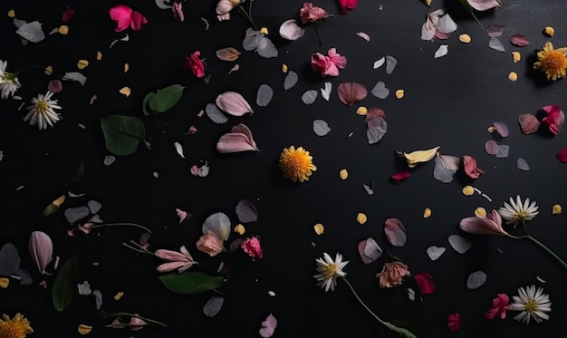 Una escena pacífica de pétalos de flores de cerezo dispersos en el suelo Creando usando herramientas de IA generativa